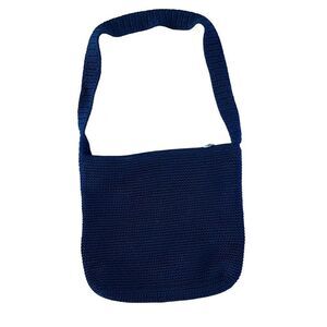 The Sak Crochet Bag Navy Blue Tight weave Nylon 90's vintage large square Croche